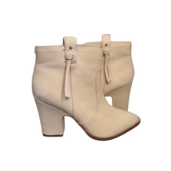 Sam Edelman Niomie Leather Western Booties Ivory Cream 3.5" Heel Size 7 - Picture 2 of 8